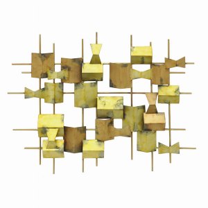 Plutus PBTH94338 Contemporary Wall Decor In Gold Metal