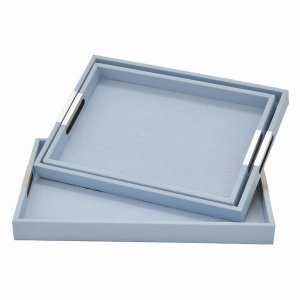 Plutus PBTH94559 Set Of 3 Elegant Blue Wooden Trays By