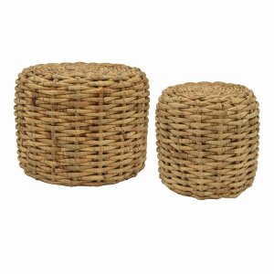 Plutus PBTH92634 Accent Table In Brown Natural Fiber Set Of 2