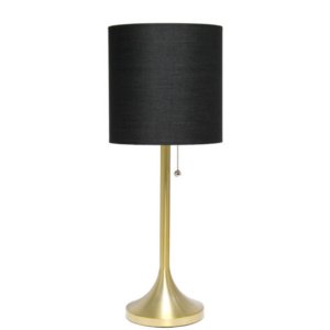 All LT1076-GDB Simple Designs Gold Tapered Table Lamp With Black Fabri