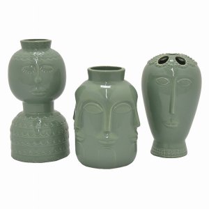 Plutus PBTH93493 Vase In Green Porcelain Set Of 3