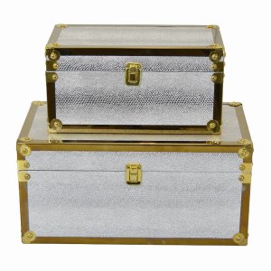 Plutus PBTH94737 Wood Box  In Silver Wood Set Of 2