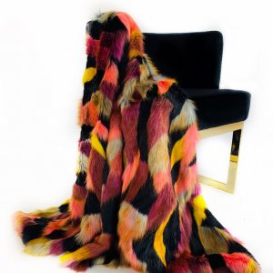 Plutus PBDT1602-6096-TC Plutus Burgundy, Black  Exotic Parrot Faux Fur