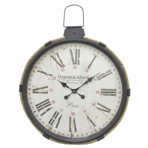 Plutus PBTH93822 Metal Frame Wall Clock In Black Metal