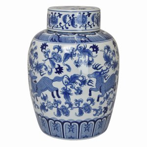 Plutus PBTH93409 Bw Jar With Lid In Blue Porcelain