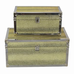 Plutus PBTH94732 Wood Box  In Gold Wood Set Of 2