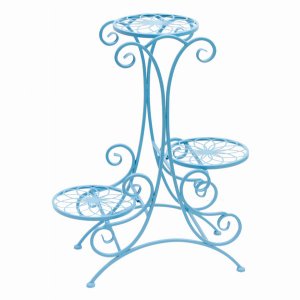 Plutus PBTH94294 Metal 3 Tier Planter Stand In Blue Metal