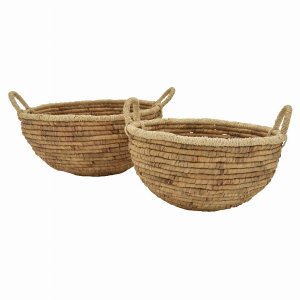 Plutus PBTH93297 Water Hyacinth Basket In Brown Natural Fiber Set Of 2