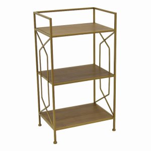 Plutus PBTH93942 Wood Metal Plant Stand In Gold Metal