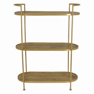 Plutus PBTH93945 Wood Metal Plant Stand In Gold Metal