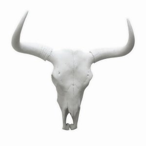 Plutus PBTH93812 Bison Skull Wall Decor - White In White Resin