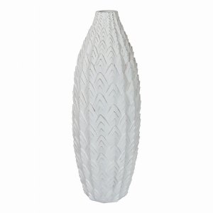 Plutus PBTH93614 Textured Vase In White Resin