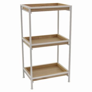 Plutus PBTH92081 Metalwood Plant Stand In White Metal