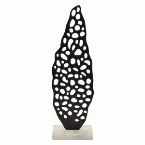 Plutus PBTH93177 Metal Sculpture With Marble Base In Black Metal