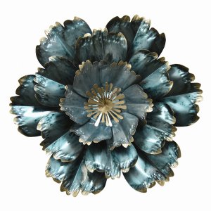 Plutus PBTH92572 Flower Wall Decor In Blue Metal