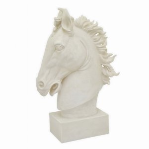 Plutus PBTH94243 Horse Head Tabletop Decoration In White Resin