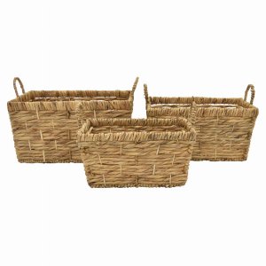 Plutus PBTH92748 Water Hyacinth Basket In Brown Natural Fiber Set Of 3