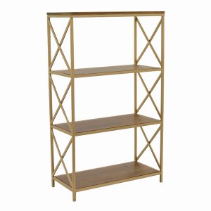 Plutus PBTH92278 Metalwood Plant Stand In Brown Metal