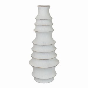 Plutus PBTH93616 Textured Vase In White Resin