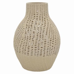 Plutus PBTH92022 Ceramic Vase In White Porcelain 14.00 X 14.00 X 19.75