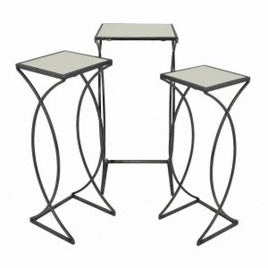 Plutus PBTH92528 Metal Plant Stand  In Black Metal Set Of 3