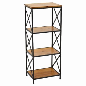 Plutus PBTH94318 Metal With Wood Plant Stand In Brown Metal