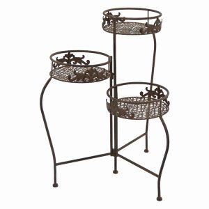 Plutus PBTH93670 Metal Folding Plant Stand In Brown Metal