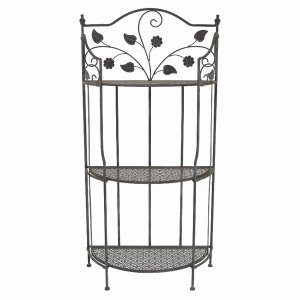 Plutus PBTH92445 Metal Plant Stand In Gray Metal