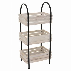 Plutus PBTH92873 Woodmetal Plant Stand In White Metal