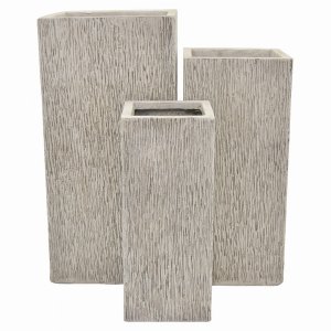 Plutus PBTH93919 Standing Planter Set Of Three In White Resin