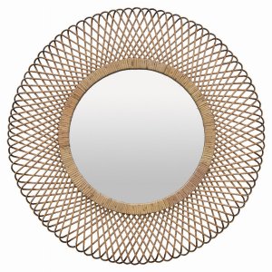 Plutus PBTH93110 Rattan Wall Mirror In Brown Natural Fiber