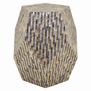 Plutus PBTH94142 Wood Side Table With Capiz In Brown Wood