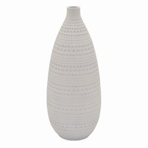 Plutus PBTH94617 Textured Vase In White Resin