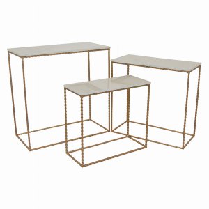 Plutus PBTH94829 Planter Stand In Gold Metal Set Of 3