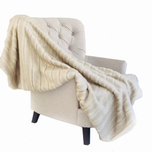 Plutus PBSF1420-6090-TC Plutus Fancy Mink Faux Fur Ivory Luxury Throw