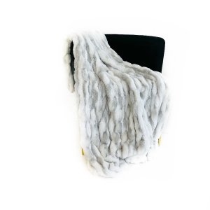 Plutus PBEZ1804-108x90T Luxury White Silver Snow Chinchilla Faux Fur T