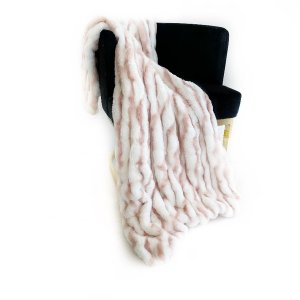 Plutus PBEZ1806-7090-TC Plutus White Pink Snow Chinchilla Faux Fur Lux