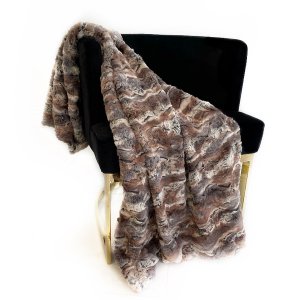 Plutus PBSF1520-8090-TC Plutus Brown Wild Rabbit Faux Fur Luxury Throw