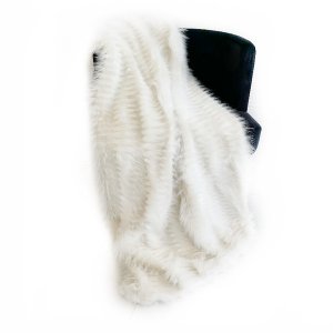 Plutus PBDT1702-6072-TC Plutus Off White Exotic Feather Faux Fur Luxur