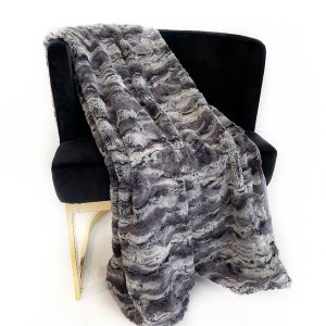 Plutus PBSF1523-6096-TC Plutus Metal Wild Rabbit Faux Fur Luxury Throw