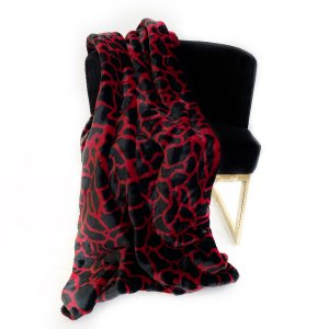 Plutus PBDT1700-6084-TC Plutus Red Black Plush Faux Fur Luxury Throw B