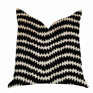 Plutus PBRA1377-1616-DP Plutus Jagged Fringe Luxury Throw Pillow In Bl