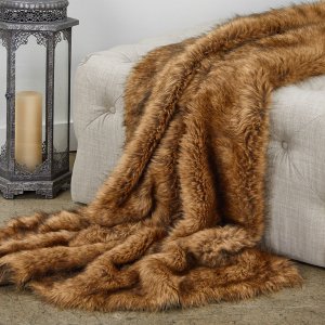 Plutus PBEZ1786-6096-TC Plutus Tip Dyed Fox Faux Fur Luxury Throw