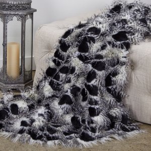 Plutus PBEZ1784-6090-TC Plutus Porcupine Black And White Faux Fur Luxu