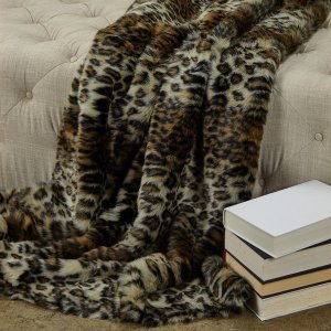 Plutus PBEZ1778-96x110T Plutus Wild Leo Faux Fur Luxury Throw