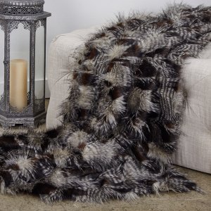 Plutus PBEZ1783-114x120 Plutus Porcupine Dark Brown And Beige Faux Fur