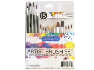 Bulk GE615 15 Piece Artist039;s Paint Brush Set