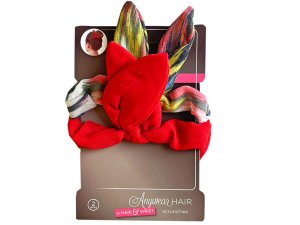 Bulk CA585 2 Count Wire Bow Scrunchies In Assorted Colors