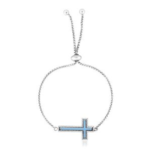 Unbranded 69579-9.25 Sterling Silver Adjustable Enameled Cross Friends