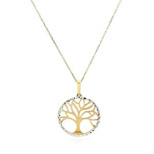 Unbranded 33239-18 Two Layer Tree Pendant In 14k Two Tone Gold Size: 1